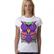 Maglietta donna elasticizzata Gufo fluo