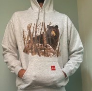 Felpa con cappuccio e tasche. Grigia, adulto - Orso