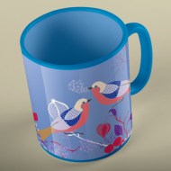 Tazza Uccellini - interno blu